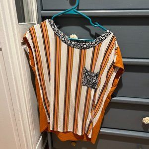 Orange Striped Anthropologie Porridge Clothing Top